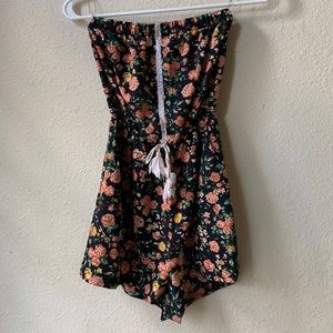 Floral Print Tube Top Romper